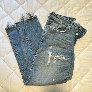 Free People Sz 26 distressed cropped jeans. Button fly.